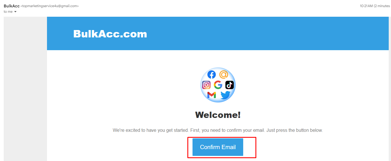 confirm email - bulkacc